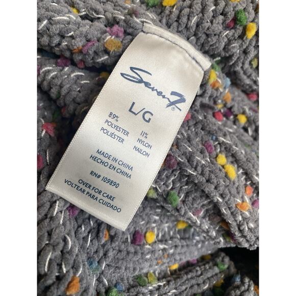 Seven 7 Seven7 Sweater Womens Chunky Knit Confetti Pullover Size Large Gray - Picture 14 of 15